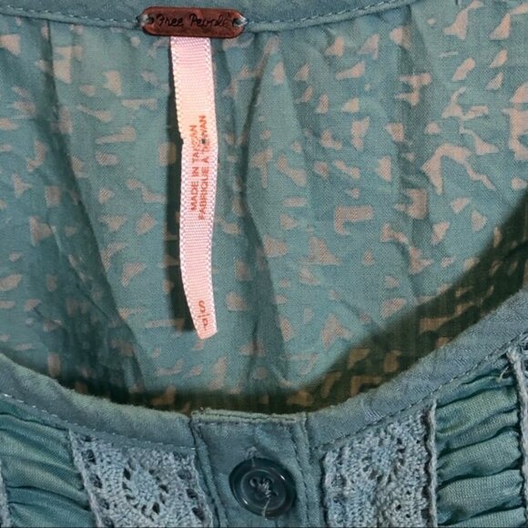 Free People teal sleeveless babydoll blouse - Picture 5 of 7